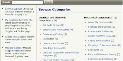 e-Tendering System Supplier Categories